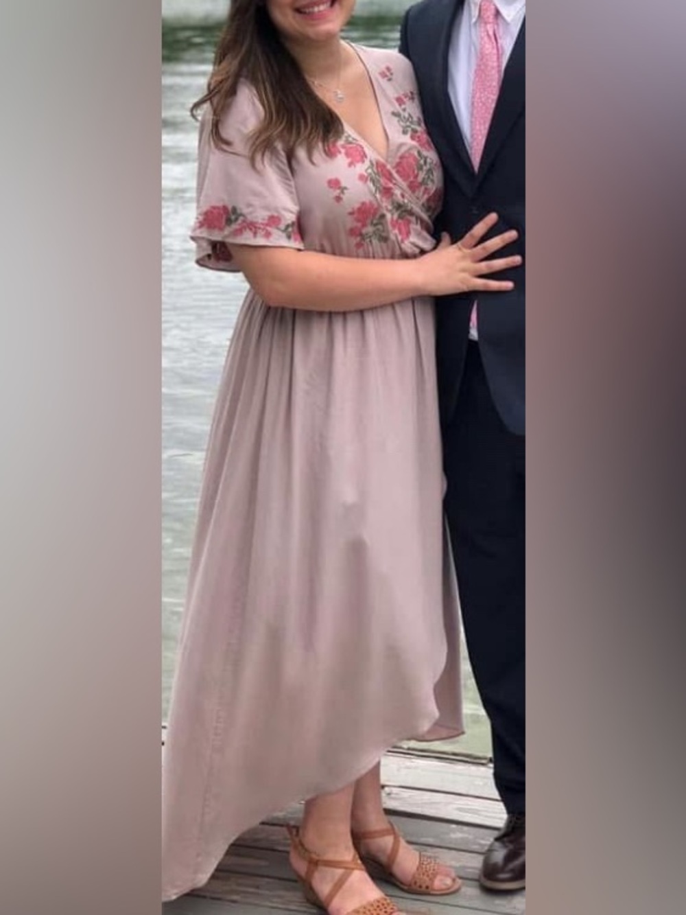JessaKae Wrap,Hi Low  Dress with Rose Embroidery.